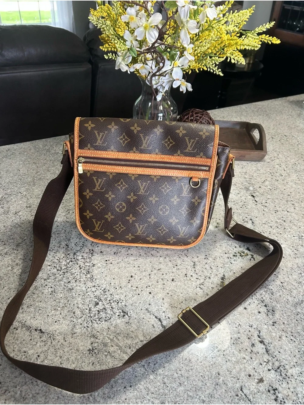 Louis Vuitton Monogram Canvas Messenger Bag in Brown and Tan